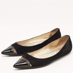 Jimmy Choo Black Suede and Patent Leather Ballet Flats Size 36.5