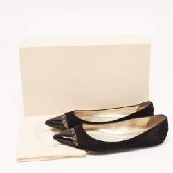 Jimmy Choo Black Suede and Patent Leather Ballet Flats Size 36.5