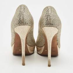 مملوكة مسبقًا Jimmy Choo Silver/Gold Lurex Fabric Dahlia Pumps Size 36