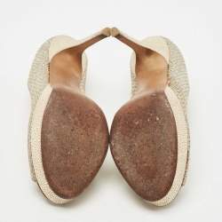 مملوكة مسبقًا Jimmy Choo Silver/Gold Lurex Fabric Dahlia Pumps Size 36