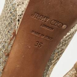 مملوكة مسبقًا Jimmy Choo Silver/Gold Lurex Fabric Dahlia Pumps Size 36