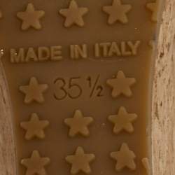 Pre Owned Jimmy Choo Cream/Grey Leather and Mesh Pandora Wedge Sandals Size 35.5