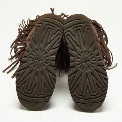 Pre Owned Jimmy Choo x Uggs Brown Studded Suede Fringe Snow Boots Size 38