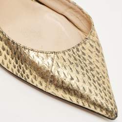 Pre Owned Jimmy Choo Metallic Gold Python Embossed Leather Sadira D'orsay Pumps Size 36