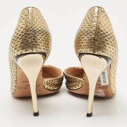 Pre Owned Jimmy Choo Metallic Gold Python Embossed Leather Sadira D'orsay Pumps Size 36