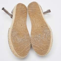 مملوكة مسبقًا Jimmy Choo Metallic Bronze Leather Ankle Strap Espadrilles Size 38.5