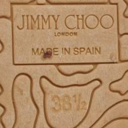 مملوكة مسبقًا Jimmy Choo Metallic Bronze Leather Ankle Strap Espadrilles Size 38.5