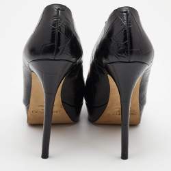 Pre Owned Jimmy Choo Black Croc Embossed Leather Cosmic Platform Pumps Size 38