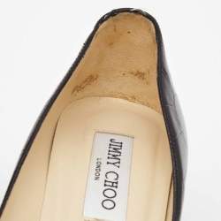 Pre Owned Jimmy Choo Black Croc Embossed Leather Cosmic Platform Pumps Size 38