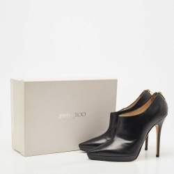 Pre Owned Jimmy Choo Black Leather Pointed Toe Ankle Booties Size 40