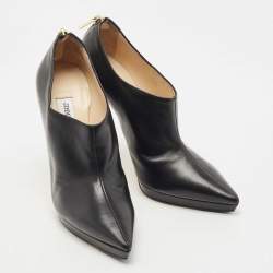 Pre Owned Jimmy Choo Black Leather Pointed Toe Ankle Booties Size 40