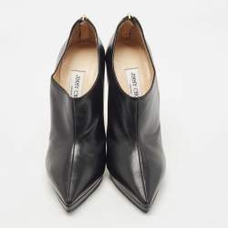 Pre Owned Jimmy Choo Black Leather Pointed Toe Ankle Booties Size 40