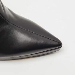 Pre Owned Jimmy Choo Black Leather Pointed Toe Ankle Booties Size 40