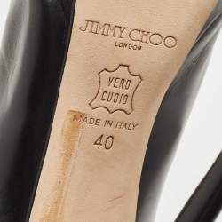 Pre Owned Jimmy Choo Black Leather Pointed Toe Ankle Booties Size 40