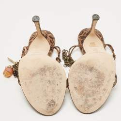 Pre Owned Jimmy Choo Brown/Black Leopard Print Suede Edin Sandals Size 40