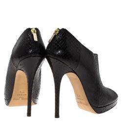 Pre Owned Jimmy Choo Black Python Leather Booties Size 38.5