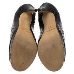 Pre Owned Jimmy Choo Black Python Leather Booties Size 38.5