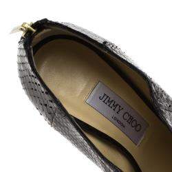 Pre Owned Jimmy Choo Black Python Leather Booties Size 38.5