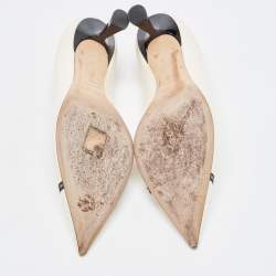 Pre Owned Jimmy Choo Cream Leather Rene Pumps Size 41.5