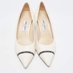 Pre Owned Jimmy Choo Cream Leather Rene Pumps Size 41.5
