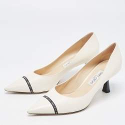 Pre Owned Jimmy Choo Cream Leather Rene Pumps Size 41.5