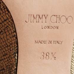 Pre Owned Jimmy Choo Gold Laminated Suede Love Pumps Size 38.5