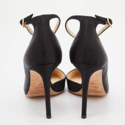 مملوكة مسبقًا Jimmy Choo Black Suede Lucy Ankle Strap Pointed Toe D'orsay Pumps Size 36