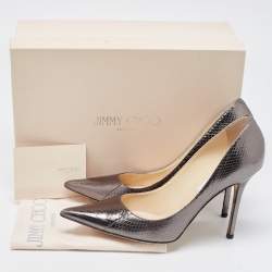 Pre Owned Jimmy Choo Metallic Watersnake Romy Pumps Size 40