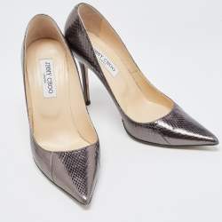 Pre Owned Jimmy Choo Metallic Watersnake Romy Pumps Size 40