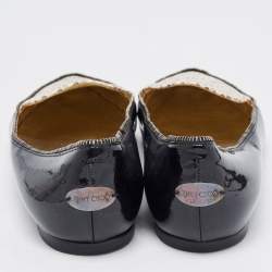 Jimmy Choo Black/Beige Leather and Embossed Python Pointed Toe Smoking Slippers Size 36.5