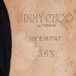 Jimmy Choo Black/Beige Leather and Embossed Python Pointed Toe Smoking Slippers Size 36.5