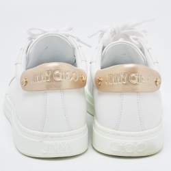 Pre Owned Jimmy Choo White Leather Rome/F Low Top Sneakers Size 39