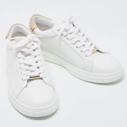 Pre Owned Jimmy Choo White Leather Rome/F Low Top Sneakers Size 39