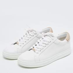 Pre Owned Jimmy Choo White Leather Rome/F Low Top Sneakers Size 39