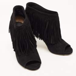 Pre Owned Jimmy Choo Black Suede Daxen Booties Size 39.5