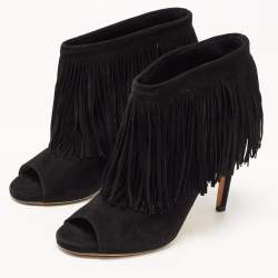 Pre Owned Jimmy Choo Black Suede Daxen Booties Size 39.5