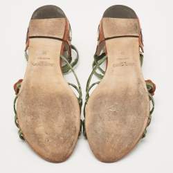 مملوكة مسبقًا Jimmy Choo Multicolor Leather Strappy Flats Size 39