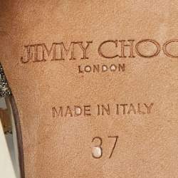 Pre Owned Jimmy Choo Gold Lurex Fabric Lang Sandals Size 37