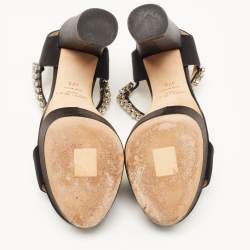 Pre Owned Jimmy Choo Black Satin Santina Platform Sandals Size 37.5