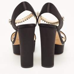 Pre Owned Jimmy Choo Black Satin Santina Platform Sandals Size 37.5