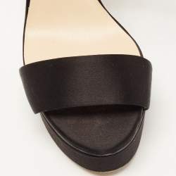 Pre Owned Jimmy Choo Black Satin Santina Platform Sandals Size 37.5