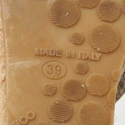 Pre Owned Jimmy Choo Beige Python Embossed Leather Prima Wedge Sandals Size 39