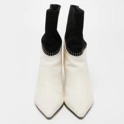 Jimmy Choo Cream/Black Suede and Leather Ankle Boots Size 36