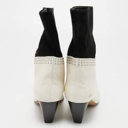 Jimmy Choo Cream/Black Suede and Leather Ankle Boots Size 36