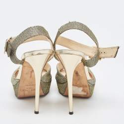 Jimmy Choo Metallic Glitter Slingback Sandals Size 37