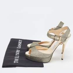 Jimmy Choo Metallic Glitter Slingback Sandals Size 37