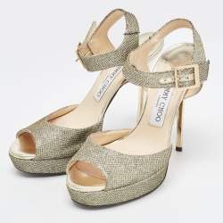 Jimmy Choo Metallic Glitter Slingback Sandals Size 37