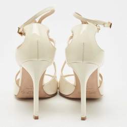 مملوكة مسبقًا Jimmy Choo Cream Patent Leather Lang  Ankle Sandals Size 38