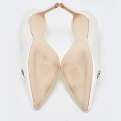 Pre Owned Jimmy Choo White Satin Romy Pointed Toe Pumps Size 39