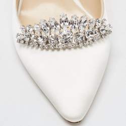 Pre Owned Jimmy Choo White Satin Romy Pointed Toe Pumps Size 39
